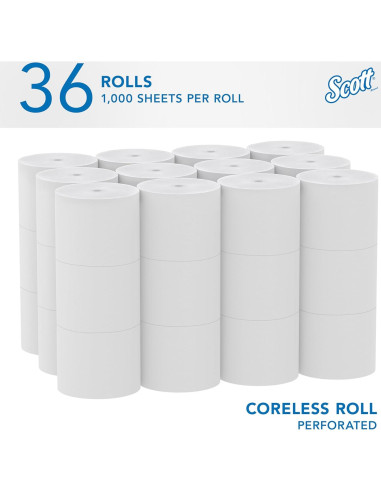 Papel Higiénico Scott Esencial Sin Núcleo 36 Rollos 2-Capas