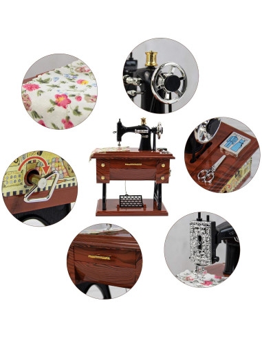 Caja de Música Mini Vintage AUEAR Máquina de Coser 16 cm