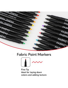 Marcadores de Tela Permanentes Pagather 20 Colores Punta Fina 2