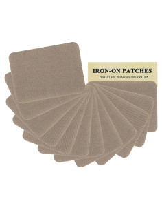 12 Parches de Tela J.CARP 100% Algodón Caqui 10.5x7.5 cm