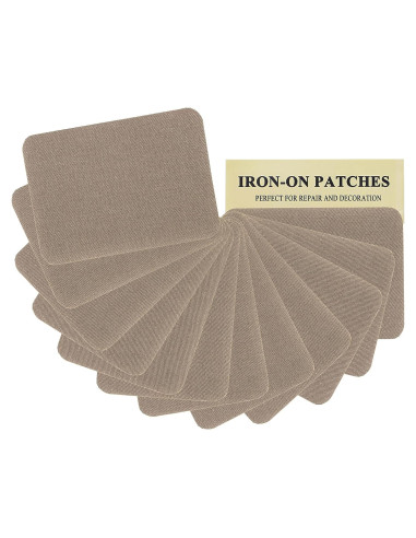 12 Parches de Tela J.CARP 100% Algodón Caqui 10.5x7.5 cm