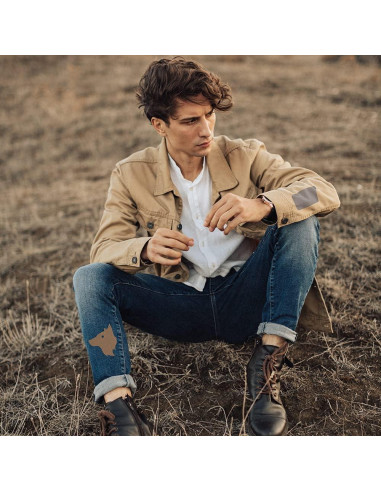 12 Parches de Tela J.CARP 100% Algodón Caqui 10.5x7.5 cm