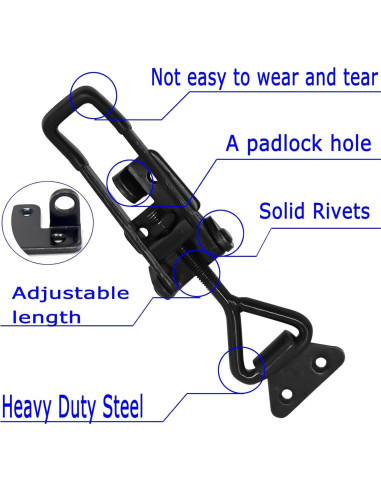 4 Pestillos de Palanca Ajustables EVANCENT 1320lbs Metal Negro