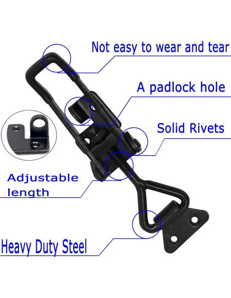 4 Pestillos de Palanca Ajustables EVANCENT 1320lbs Metal Negro