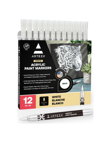 Set de 12 Marcadores Acrílicos Blancos ARTEZA para Manualidades