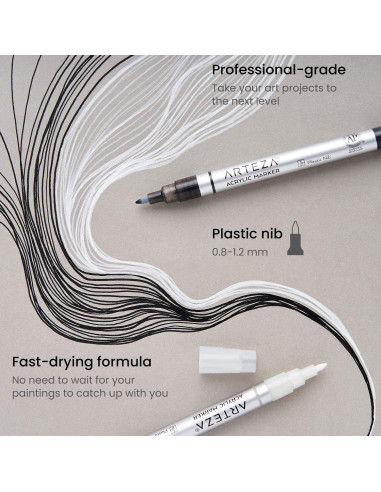 Set de 12 Marcadores Acrílicos Blancos ARTEZA para Manualidades