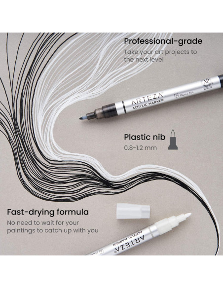 Set de 12 Marcadores Acrílicos Blancos ARTEZA para Manualidades Set de 12 Marcadores Acrílicos Blancos ARTEZA para Manualidades
