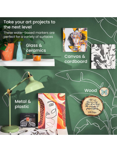 Set de 12 Marcadores Acrílicos Blancos ARTEZA para Manualidades Set de 12 Marcadores Acrílicos Blancos ARTEZA para Manualidades
