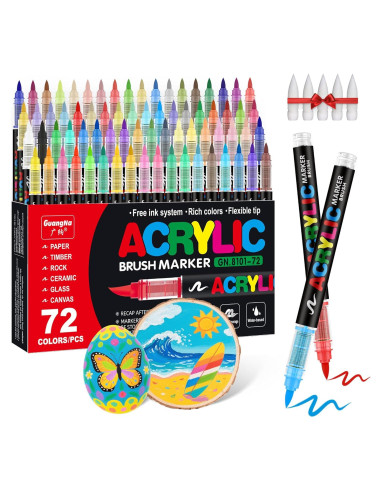 Marcadores de Pintura Acrílica Guangna 72 Colores Punta Pincel