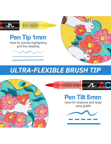 Marcadores de Pintura Acrílica Guangna 72 Colores Punta Pincel