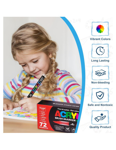 Marcadores de Pintura Acrílica Guangna 72 Colores Punta Pincel