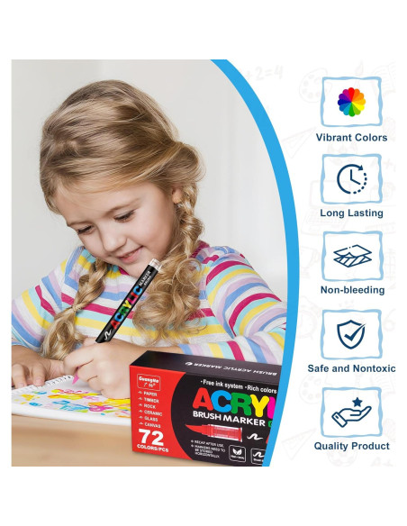 Marcadores de Pintura Acrílica Guangna 72 Colores Punta Pincel