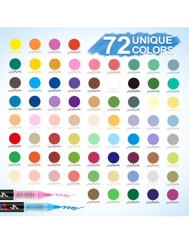 Marcadores de Pintura Acrílica Guangna 72 Colores Punta Pincel
