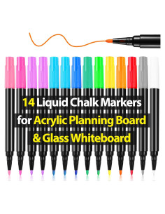 Marcadores de Tiza Líquida OORAII 14 Piezas 12 Colores 1mm