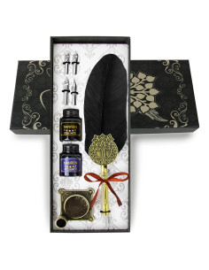 Juego de Caligrafía TIANREN con Pluma de Ave y Tinta