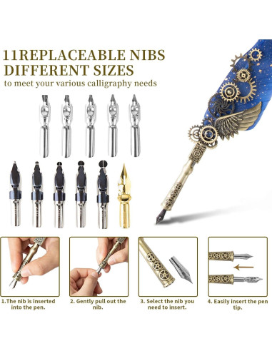 Juego de Caligrafía LongLongJin con 8 Tintas y Puntas