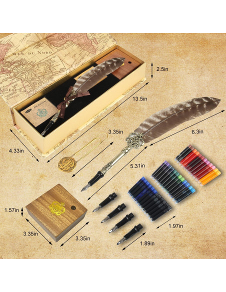 Juego de Pluma Estilográfica GC QUILL con 5 Puntas y Tinta