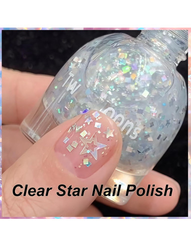 Esmalte de Uñas Brillante con Purpurina Estrella KAHSOSE 10ML