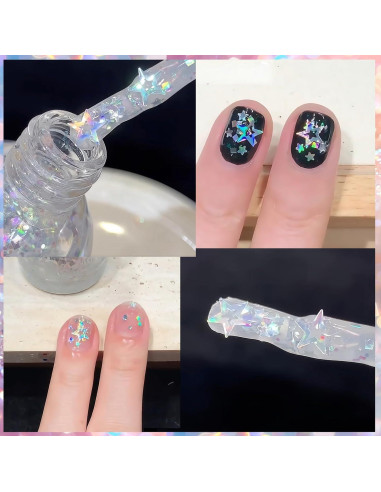 Esmalte de Uñas Brillante con Purpurina Estrella KAHSOSE 10ML