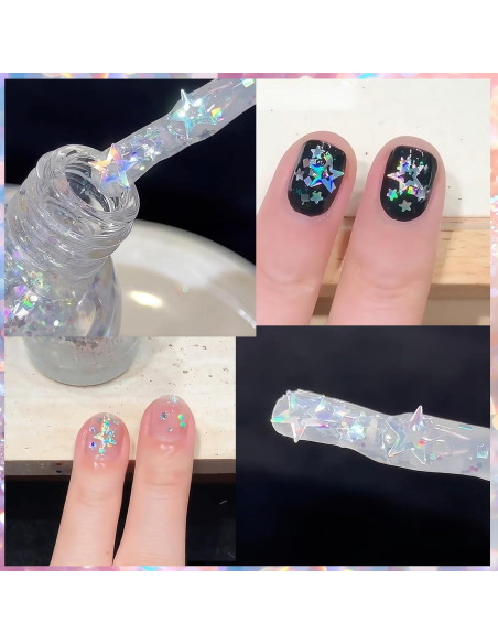 Esmalte de Uñas Brillante con Purpurina Estrella KAHSOSE 10ML