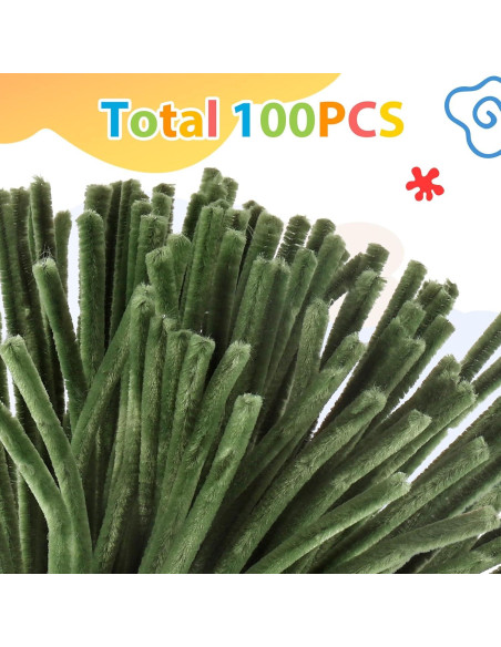 Limpiapipas Verde Oscuro Caydo 100 Piezas 6 mm x 30 cm