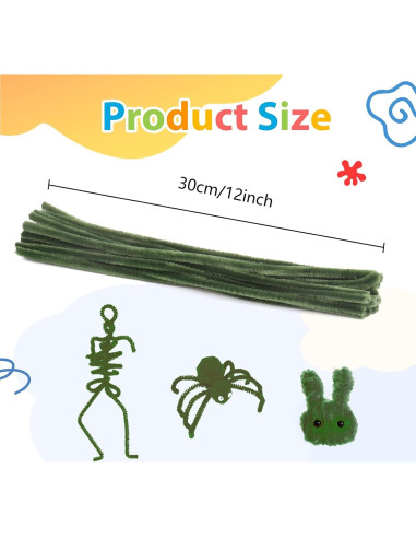 Limpiapipas Verde Oscuro Caydo 100 Piezas 6 mm x 30 cm