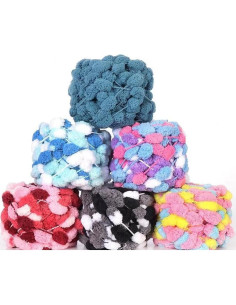 4 Bolas Hilo Pom Pom Gongxue 500g Neón Claro para Tejer 2