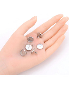 50 Postes de Pendientes Hipoalergénicos Adabele 12mm Acero Inoxidable 2