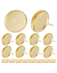 Kit de Pendientes Beebeecraft 50Pcs 14mm Acero Inoxidable Oro 18K