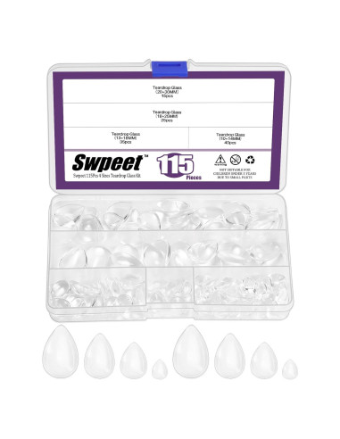 Kit 115Pcs Cabochones de Vidrio Teardrop Swpeet 4 Tamaños