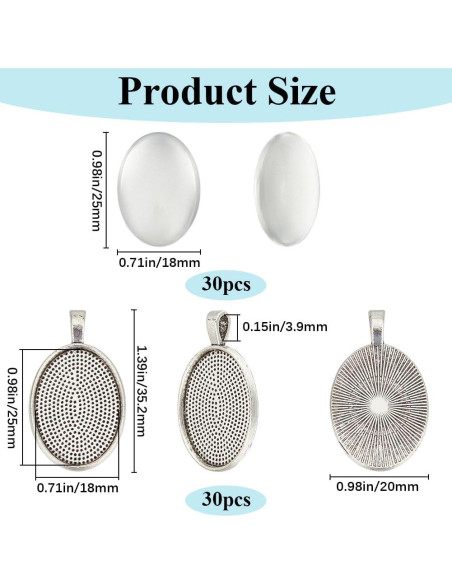 30 Juegos Bandejas Bezel Cabochon SOFPLATE 18x25mm para Joyas