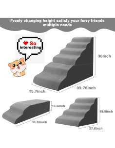 Escalera para Perros MALOROY 76 cm de Altura Gris 6 Pasos 2