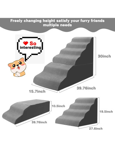 Escalera para Perros MALOROY 76 cm de Altura Gris 6 Pasos