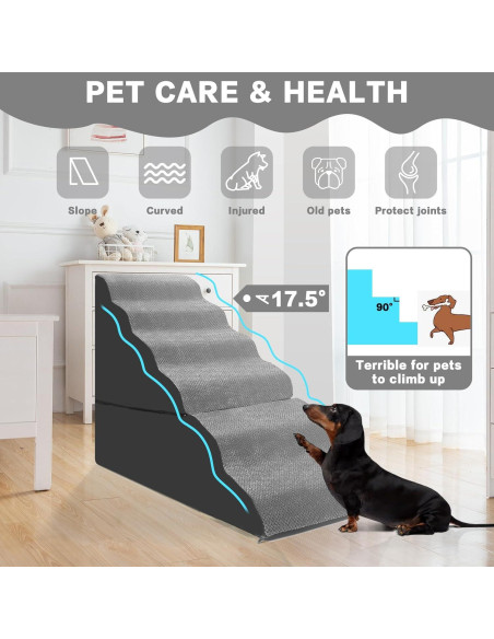 Escalera para Perros MALOROY 76 cm de Altura Gris 6 Pasos