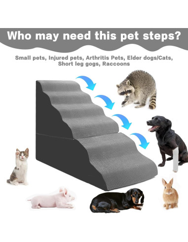 Escalera para Perros MALOROY 76 cm de Altura Gris 6 Pasos