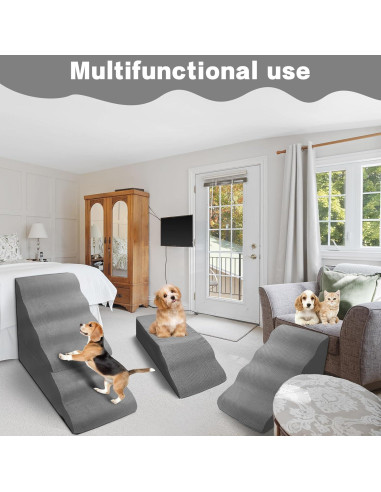Escalera para Perros MALOROY 76 cm de Altura Gris 6 Pasos