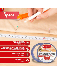 Cinta Métrica Adhesiva XFasten 1.27 cm x 3.66 m 2-Pack 2