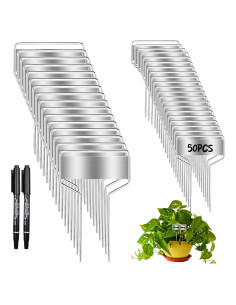 50 Etiquetas de Plantas de Metal LOSYHU con 2 Bolígrafos