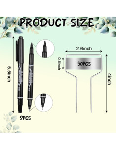 50 Etiquetas de Plantas de Metal LOSYHU con 2 Bolígrafos 2