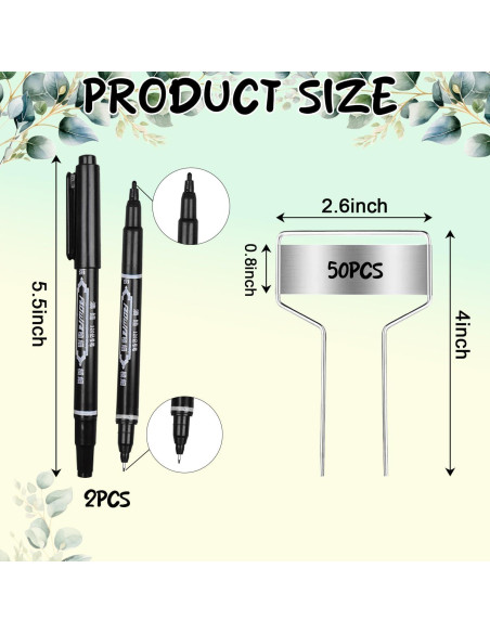 50 Etiquetas de Plantas de Metal LOSYHU con 2 Bolígrafos