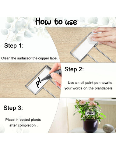50 Etiquetas de Plantas de Metal LOSYHU con 2 Bolígrafos