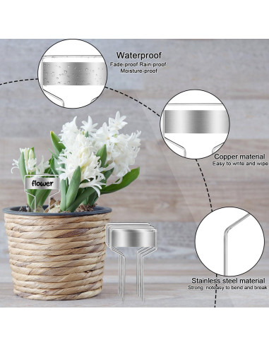 50 Etiquetas de Plantas de Metal LOSYHU con 2 Bolígrafos