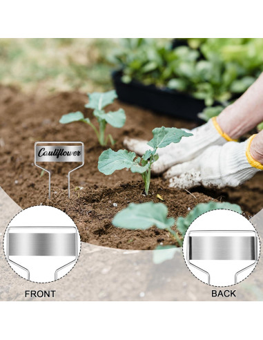 50 Etiquetas de Plantas de Metal LOSYHU con 2 Bolígrafos