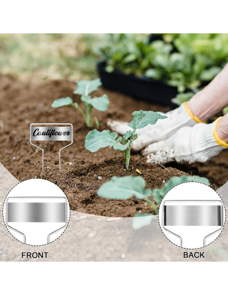 50 Etiquetas de Plantas de Metal LOSYHU con 2 Bolígrafos