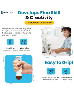 Marcadores de Puntos Lavables Enday - 8 Colores para Niños 2