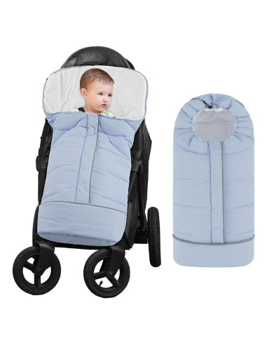 Saco de pies para cochecito Yoofoss invierno azul 104 cm