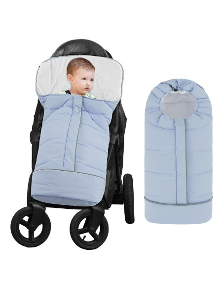 Saco de pies para cochecito Yoofoss invierno azul 104 cm