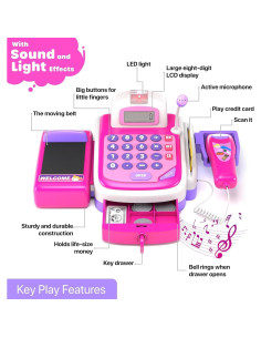 Registradora Electrónica YMCtoys 2815C Rosa con Sonidos 2