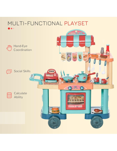 Conjunto de Cocina para Niños Qaba 50 Piezas con Caja Registradora