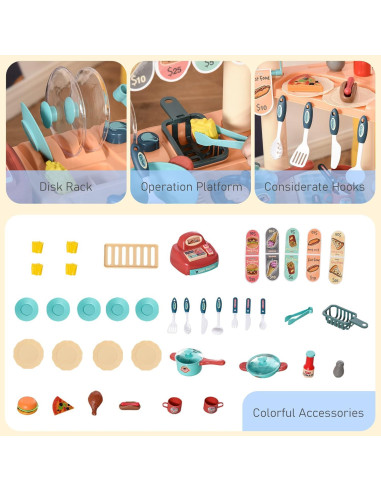 Conjunto de Cocina para Niños Qaba 50 Piezas con Caja Registradora